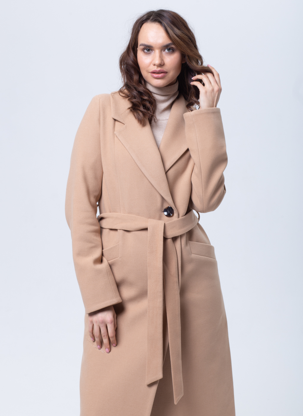 Пальто женское Каляев 64074 бежевое 48 RU
