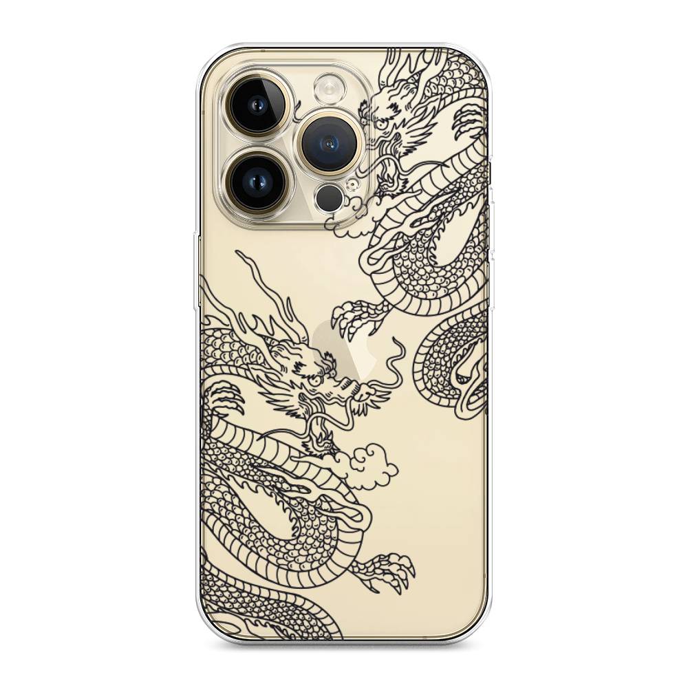 

Чехол на Apple iPhone 14 Pro Max "Два китайских дракона", Серый;черный, 15050-1