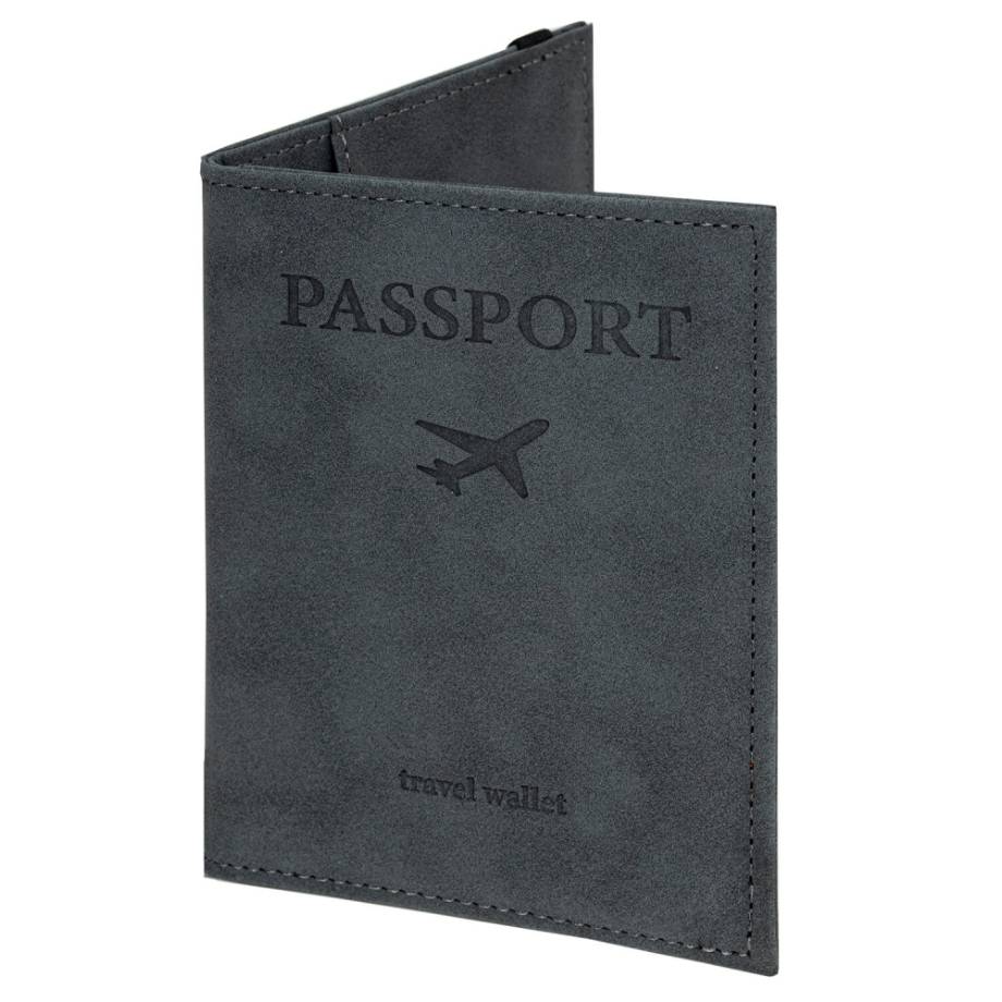 Обложка для паспорта Brauberg с карманами и резинкой, мягкая экокожа, серый