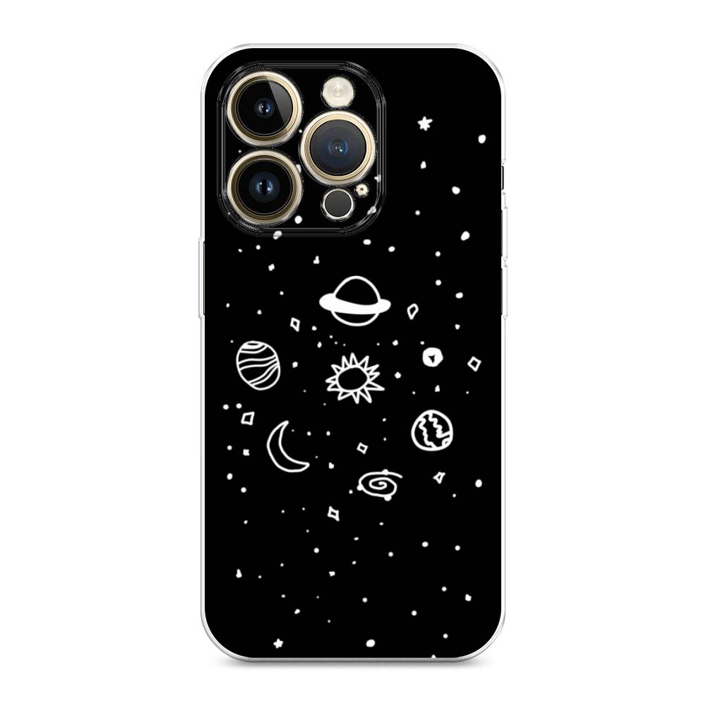 

Чехол для Apple iPhone 14 Pro Max "Дудл солнечной системы", Бежевый;серый, 15050-2