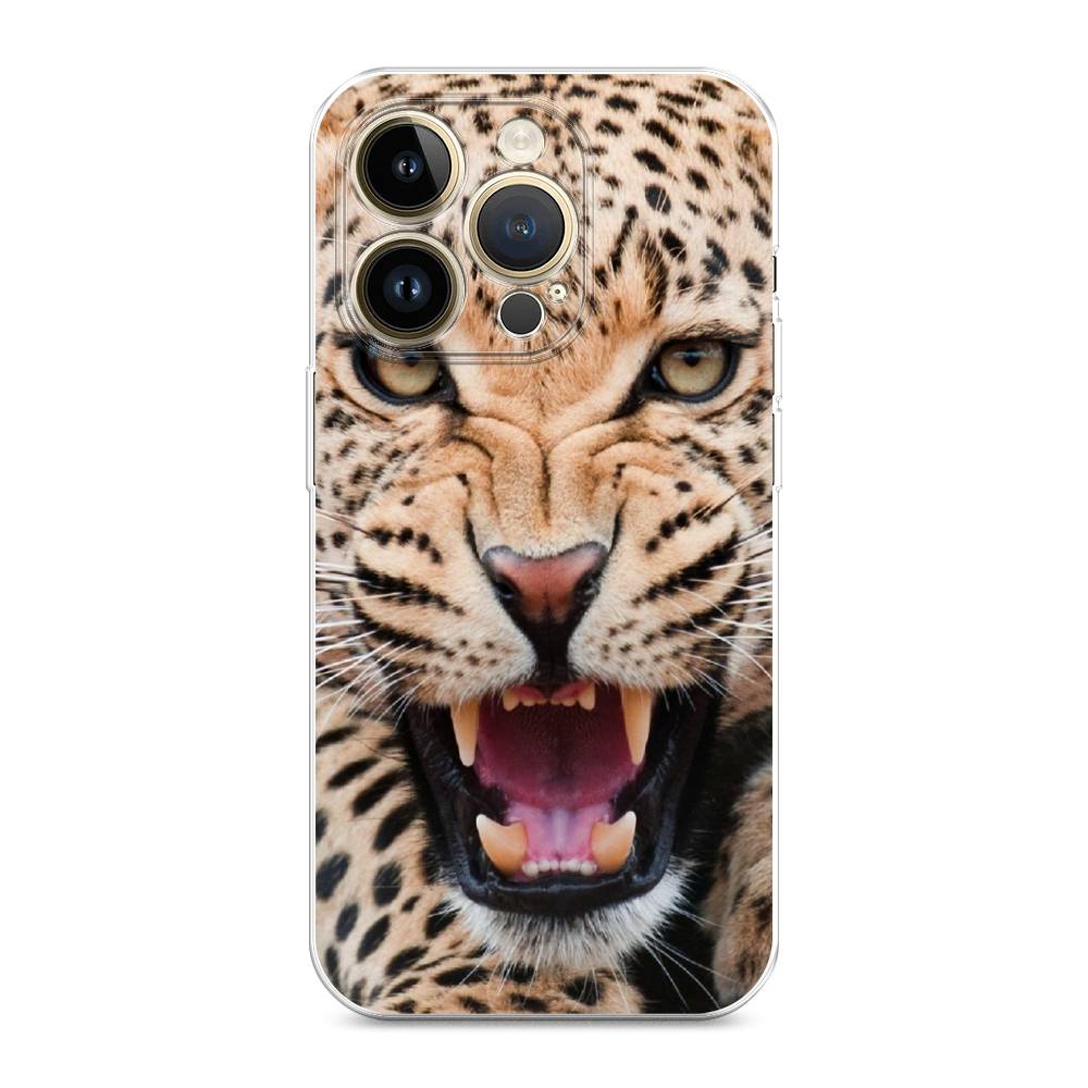 

Чехол для Apple iPhone 14 Pro Max "Леопард 3d", Бежевый;черный, 15050-6
