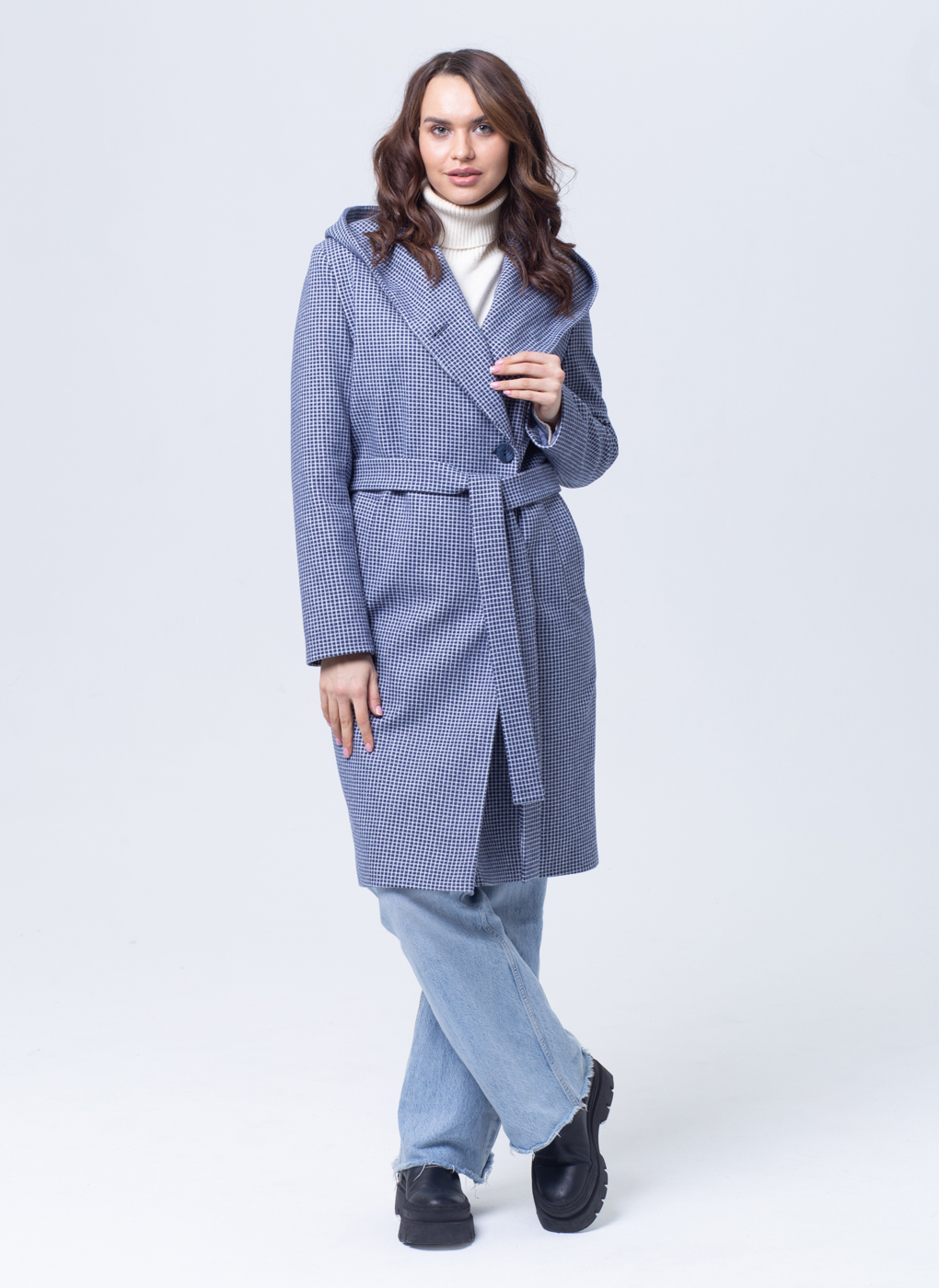 Пальто женское Crosario 66620 синее 50 RU