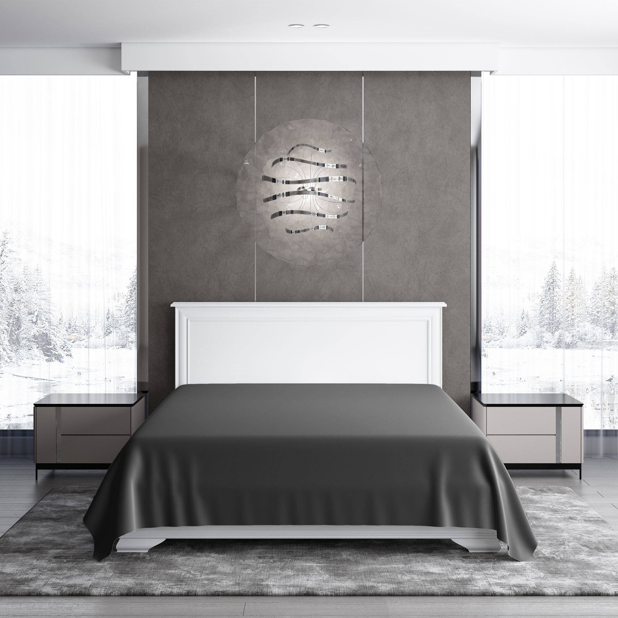 Простыня SOFT SILVER Diamond Серый космос сатин премиум 260х270 графитовая