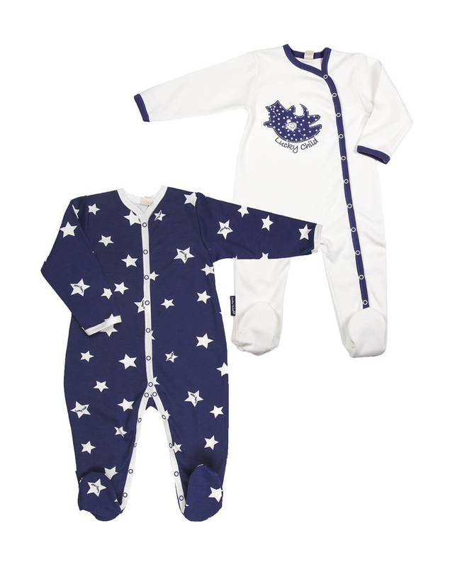 

Комбинезон - 2 пары Lucky Child 30-161 цв. молочный/набивной р.62-68, 30-161/2шт