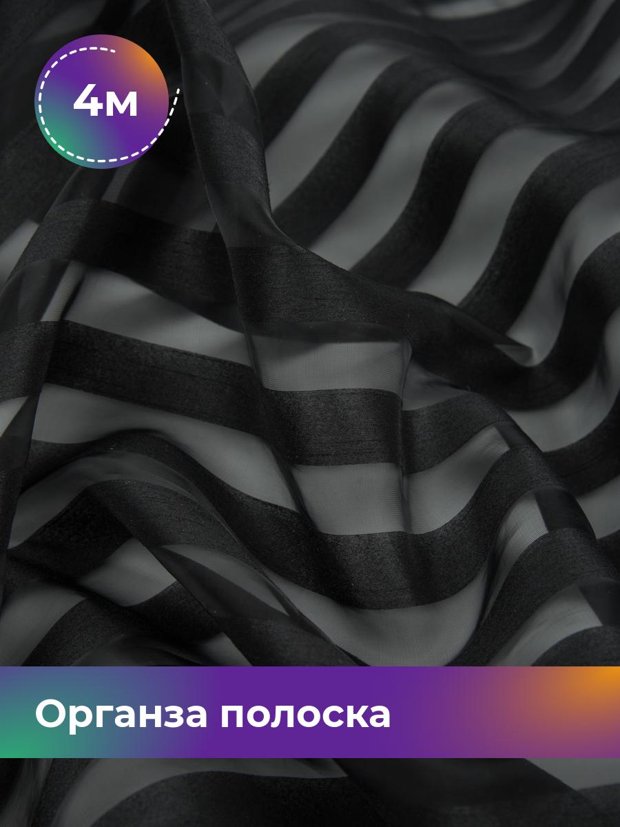 

Ткань Органза полоска Shilla, отрез 4 м * 150 см, черный 001, 17454741