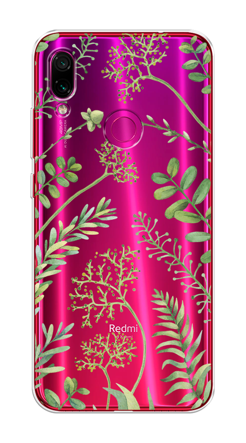 

Чехол на Xiaomi Redmi Note 7 "Green Leaves", Зеленый;прозрачный, 34750-1