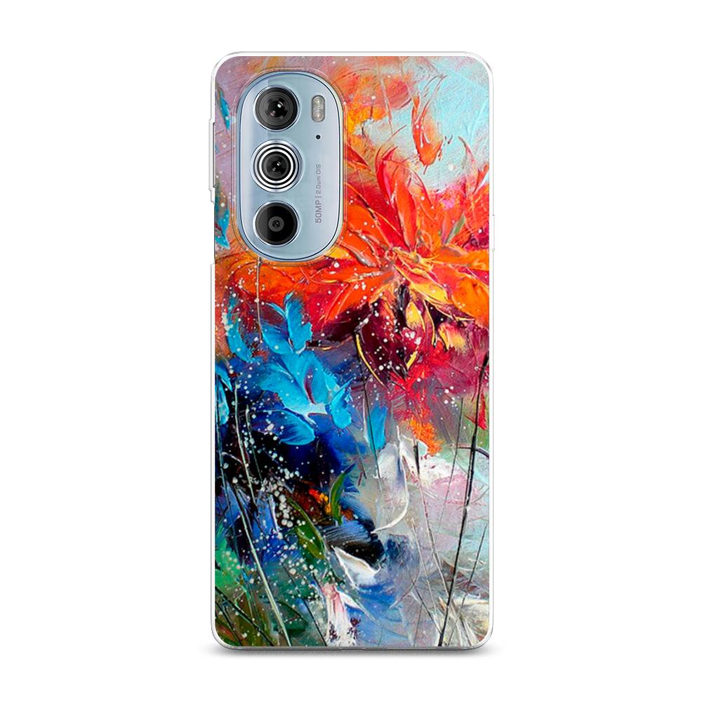 

Чехол на Motorola Edge 30 Pro "Абстрактные цветы", Оранжевый;синий, 243350-4