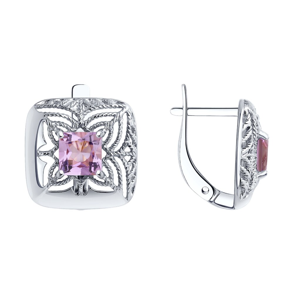 

Серьги из серебра Diamant 94-320-01894-1, аметист, 94-320-01894-1