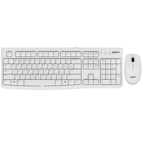 Клавиатура и мышь проводная Logitech Desktop MK120 белый