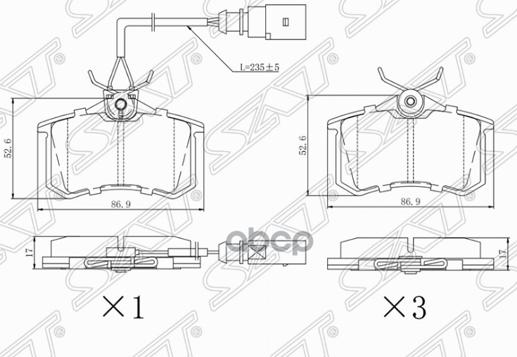 

Колодки Тормозные Зад Skoda Octavia 12-/ Vw Transporter 90-03 (С Датчиком)