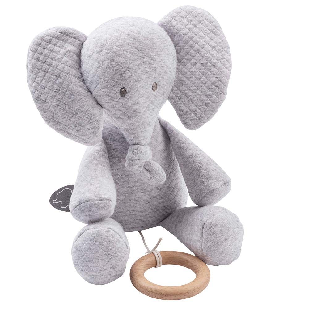 Игрушка мягкая Nattou Musical Soft toy Tembo jacquard Слоник 28 см музыкальная 929370