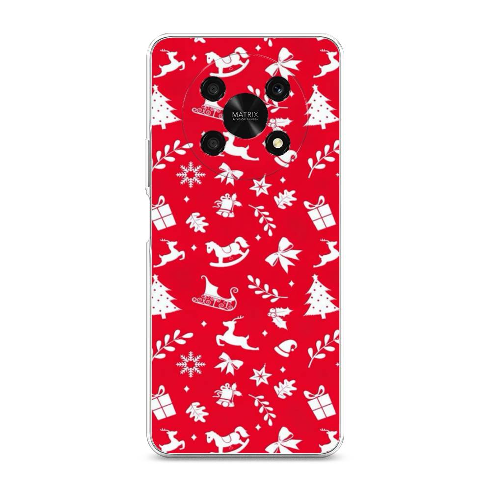 

Чехол для Honor X9 5G "Красный новогодний фон", Красный;белый, 6109750-5