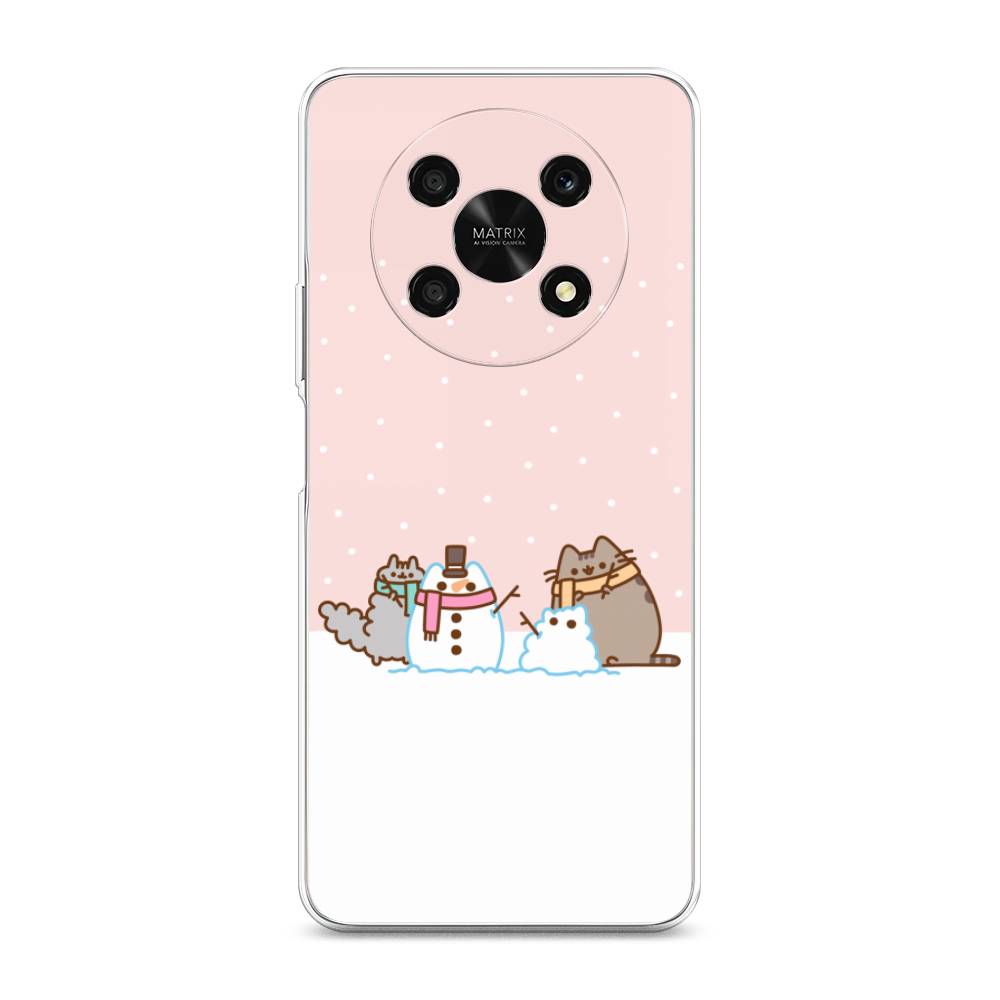 

Чехол для Honor X9 5G "Котики в снегу", Розовый;белый;серый, 6109750-5