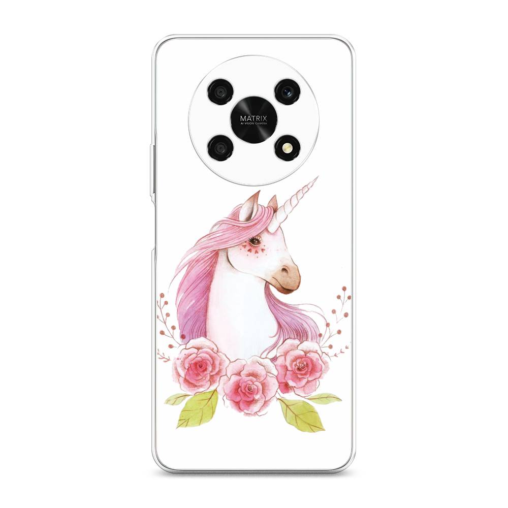 

Чехол для Honor X9 5G "Единорог цветы", Белый;розовый;серый, 6109750-1