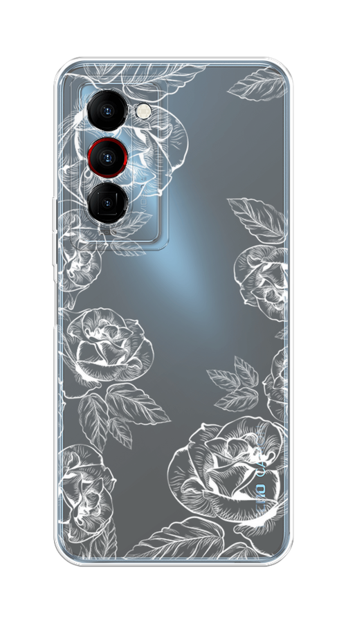 

Чехол на Tecno Camon 18 Premier "Розы графика", Черный;серый, 300850-2
