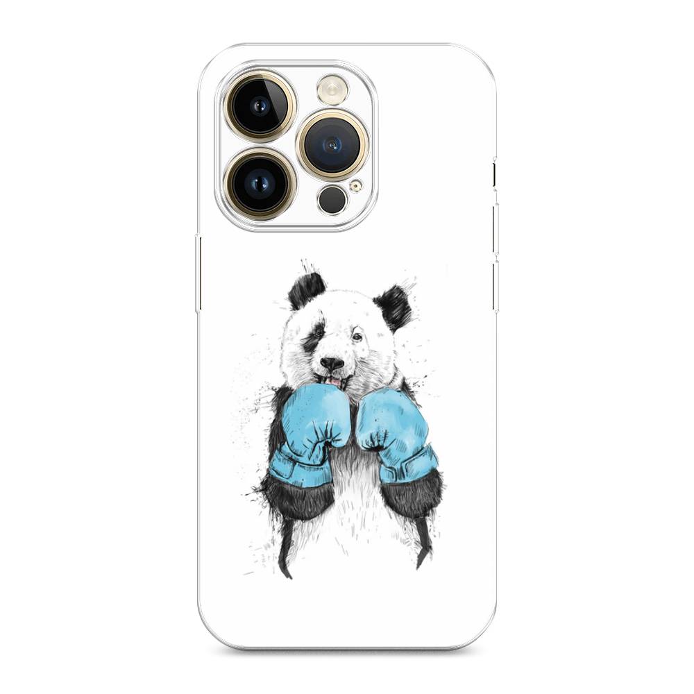 

Чехол на Apple iPhone 14 Pro Max "Панда боксер", Голубой;белый;серый, 15050-1
