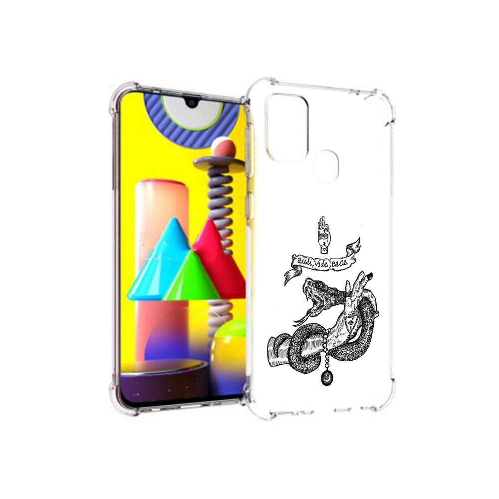 

Чехол MyPads Tocco для Samsung Galaxy M31 змея на руке рисунок (PT147019.488.366), Прозрачный, Tocco