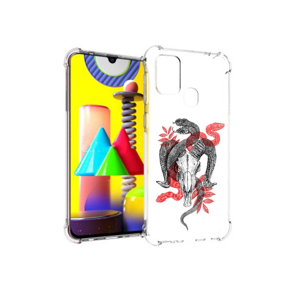 

Чехол MyPads Tocco для Samsung Galaxy M31 змея в черепе рисунок (PT147019.488.365), Прозрачный, Tocco