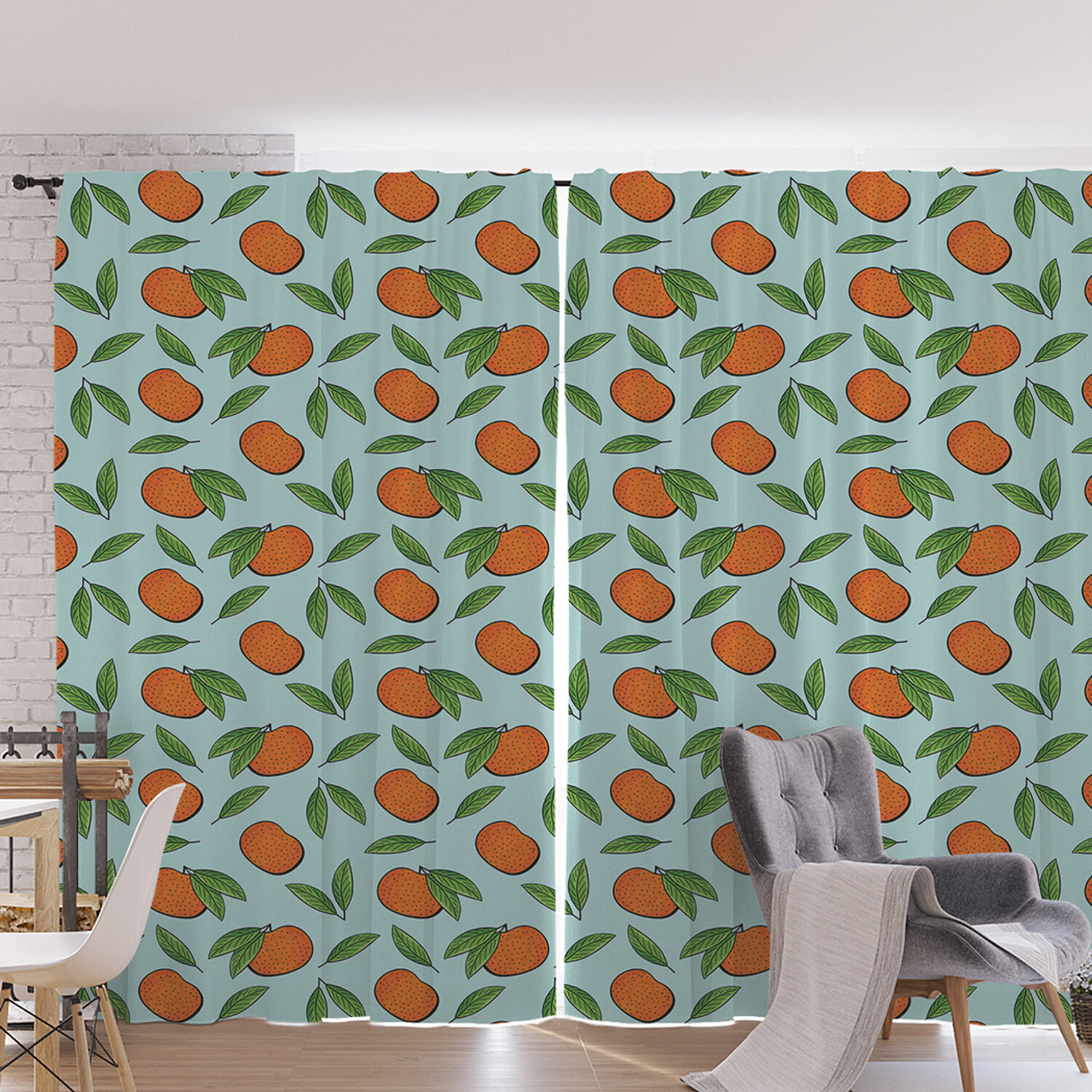 

Шторы под лён JoyArty "Плоды мандарина и листья", серия Oxford DeLux, 340х265 см, Плоды мандарина и листья