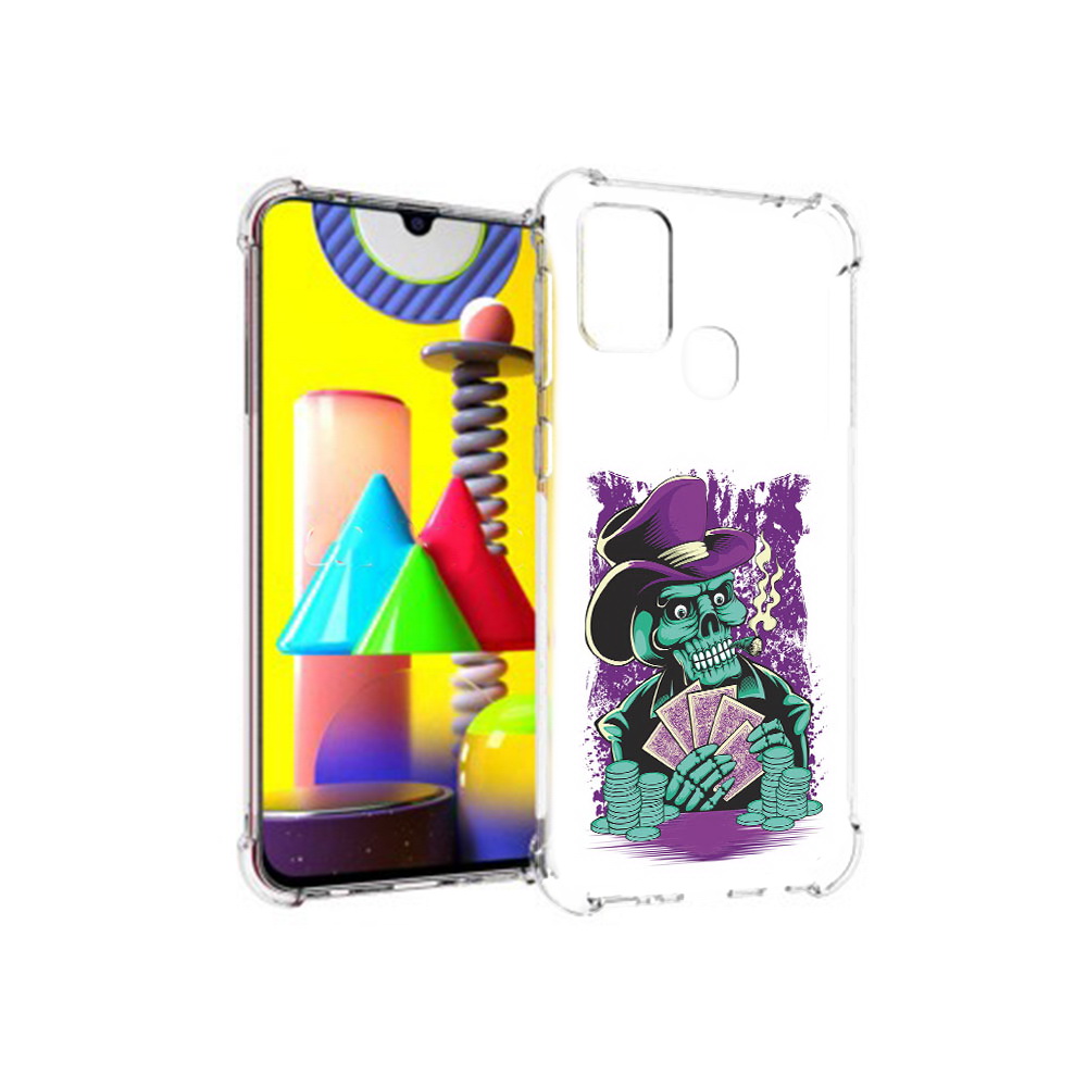 Чехол MyPads Tocco для Samsung Galaxy M31 зеленый череп с картами (PT147019.488.361)