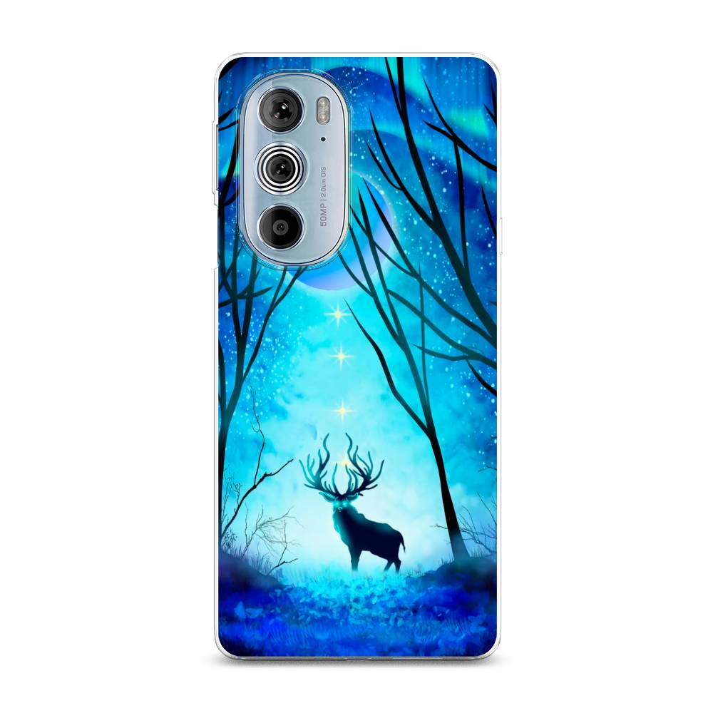 

Чехол на Motorola Edge 30 Pro "Олень северное сияние", Синий;черный;голубой, 243350-1
