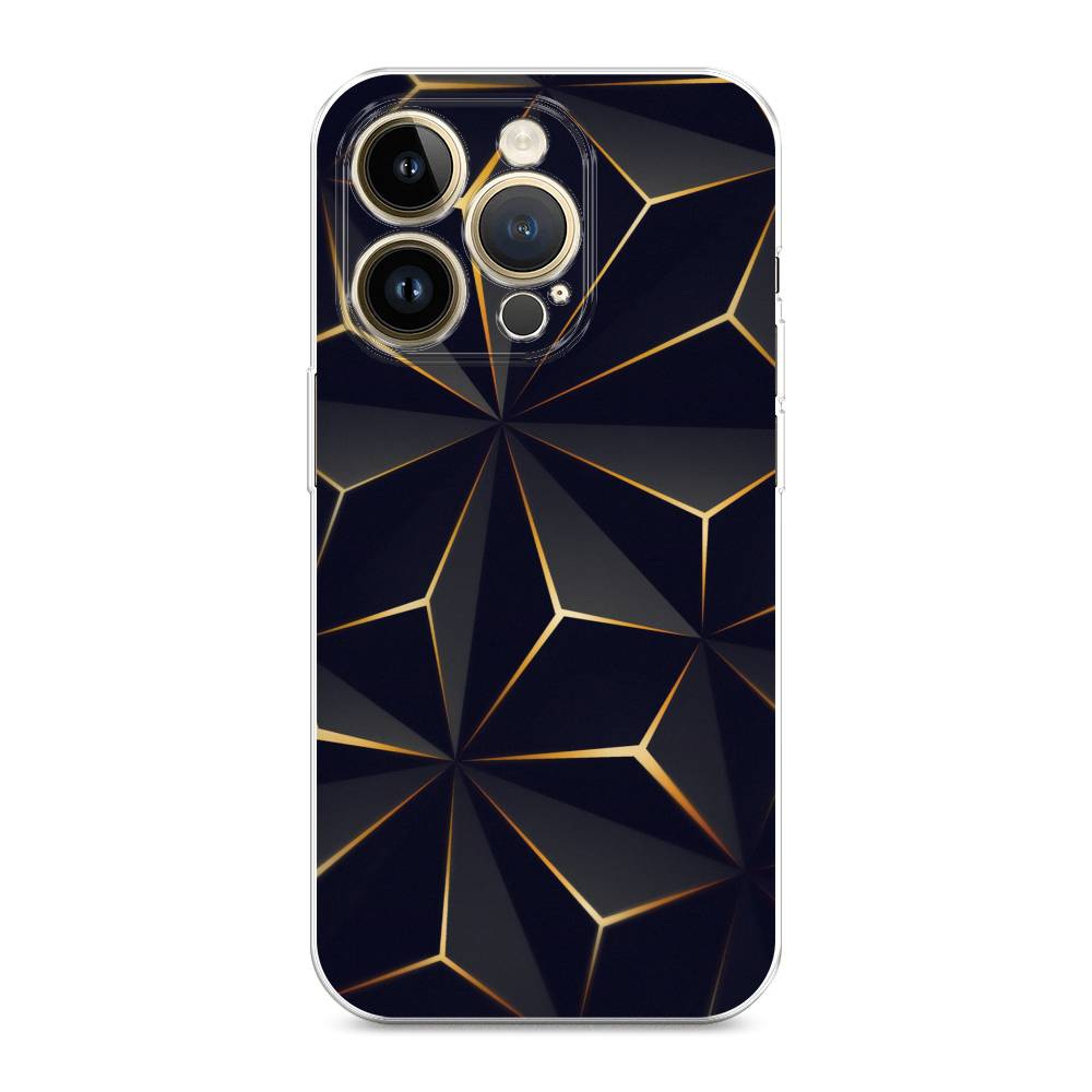 

Чехол на Apple iPhone 14 Pro Max "Черные полигоны", Золотистый;черный, 15050-1