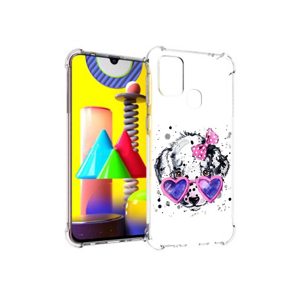 

Чехол MyPads Tocco для Samsung Galaxy M31 долматинец в очках (PT147019.488.337), Прозрачный, Tocco