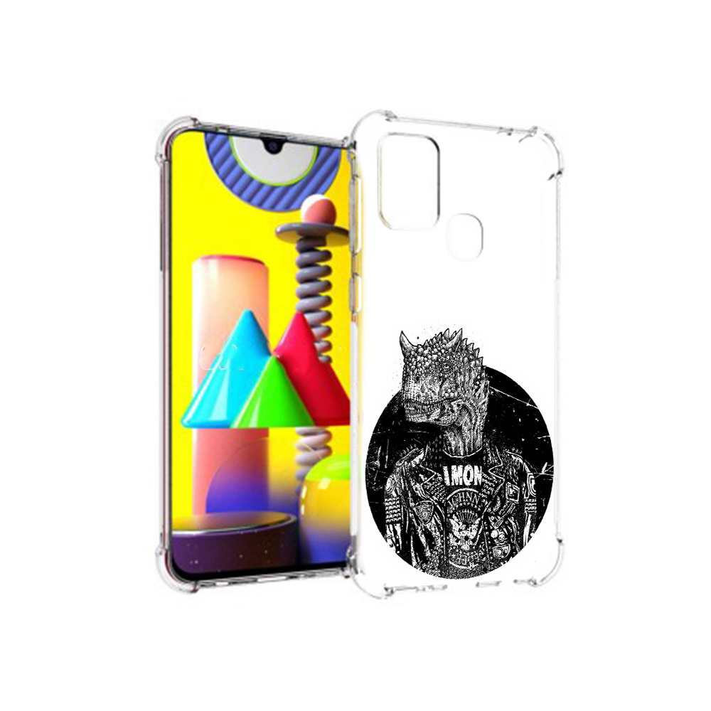 

Чехол MyPads Tocco для Samsung Galaxy M31 динозавр в куртке (PT147019.488.328), Прозрачный, Tocco