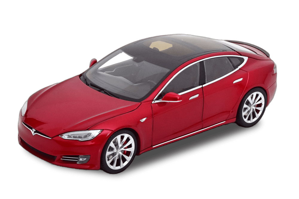 Модель коллекционная Tesla model s P100D 2016 red metallic / тесла модель с П100Д красный