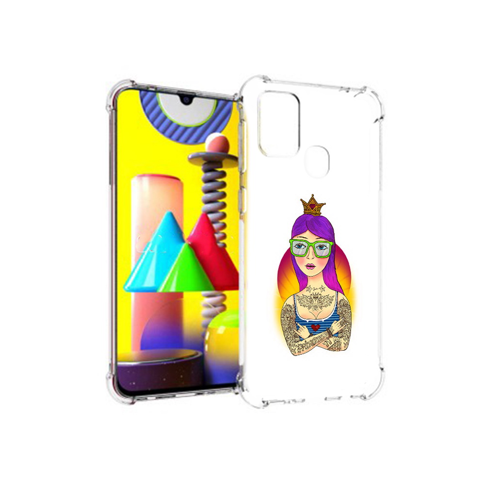 

Чехол MyPads Tocco для Samsung Galaxy M31 девушка в татуировках с короной, Прозрачный, Tocco