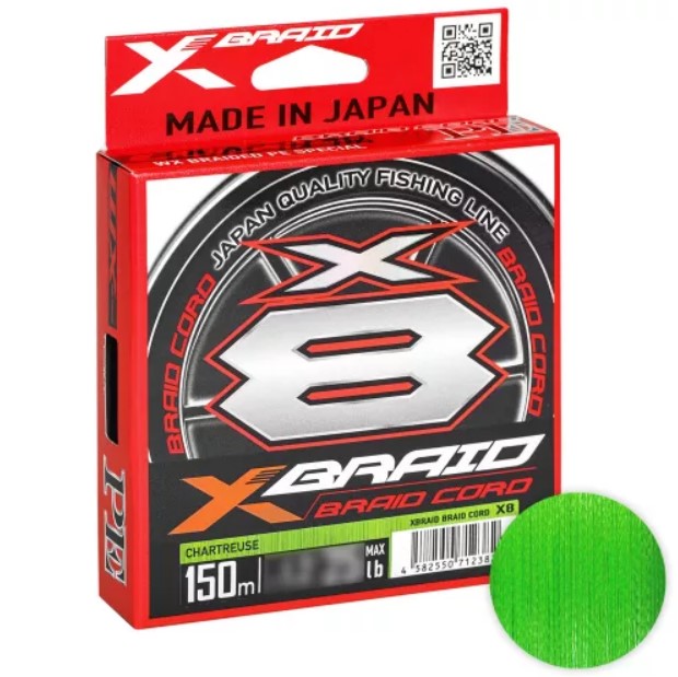 

Шнур Ygk X-braid Cord X8 150м. 0.117мм. 0.5PE CHARTREUSE, Зеленый, X-braid Cord