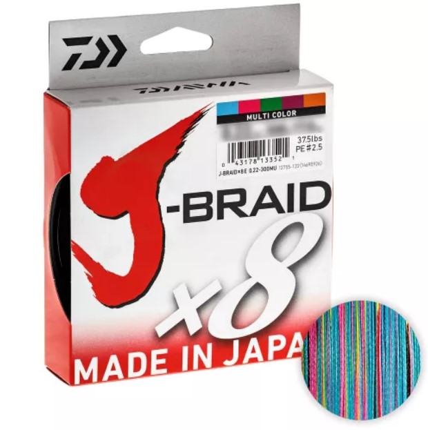 Шнур Daiwa J-braid X8 150м. 0.06мм. MULTICOLOR