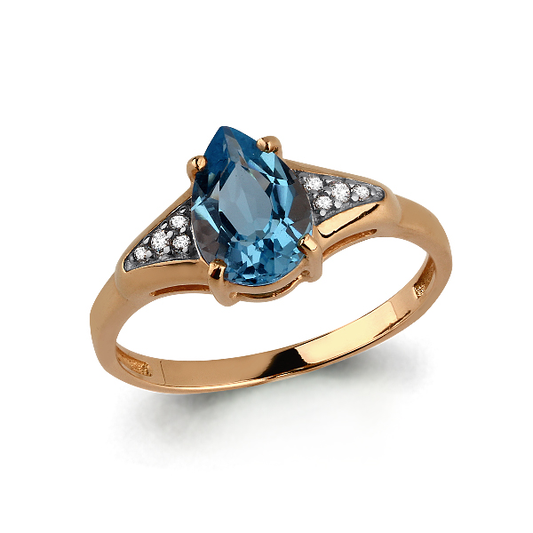 

Кольцо из золота с топазом\фианитом Aquamarine Aquamarine 6449505А_585_кз р. 17,5, 6449505А_585_кз