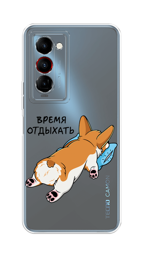 

Чехол на Tecno Camon 18 Premier "Корги отдыхает", Черный;коричневый;голубой, 300850-1