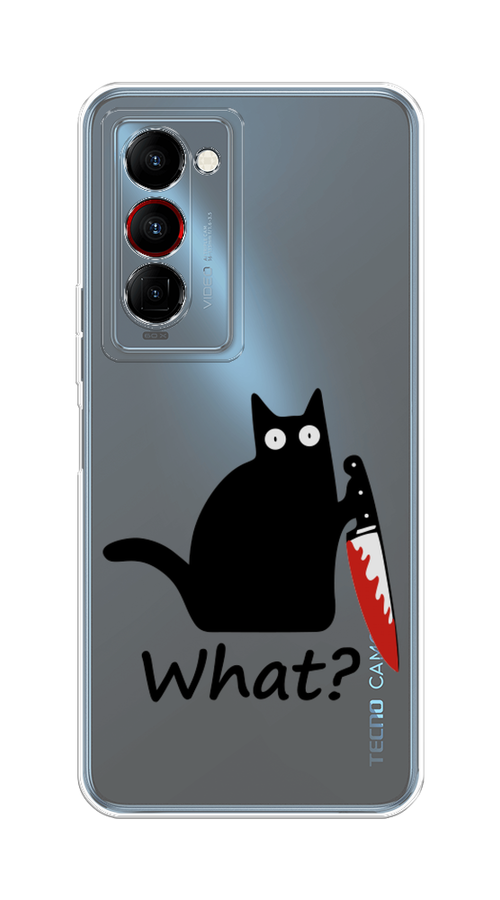 

Чехол на Tecno Camon 18 Premier "Котик с ножом", Черный;красный, 300850-6