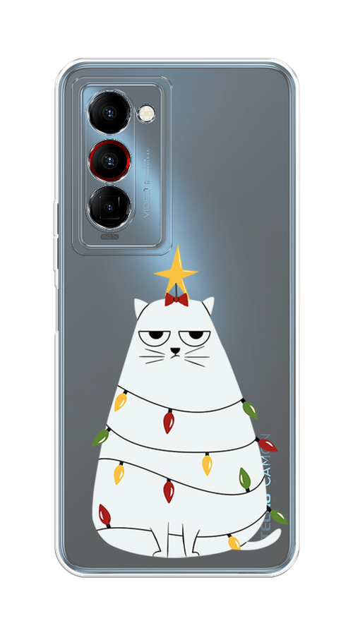

Чехол на Tecno Camon 18 Premier "Котик в гирлянде", Белый;красный;желтый, 300850-1