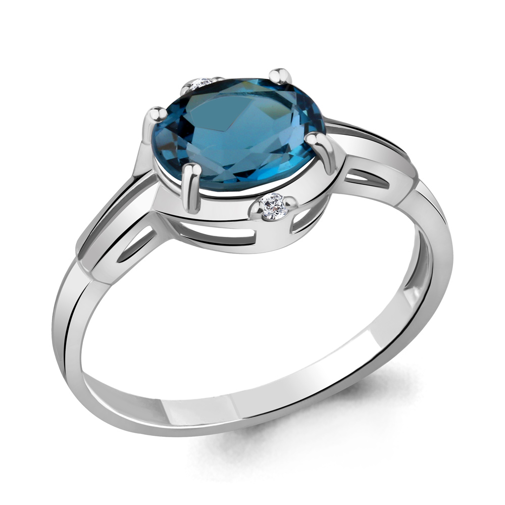 

Кольцо из серебра с топазом\фианитом Aquamarine Aquamarine 6448908_925_р р, 6448908_925_р