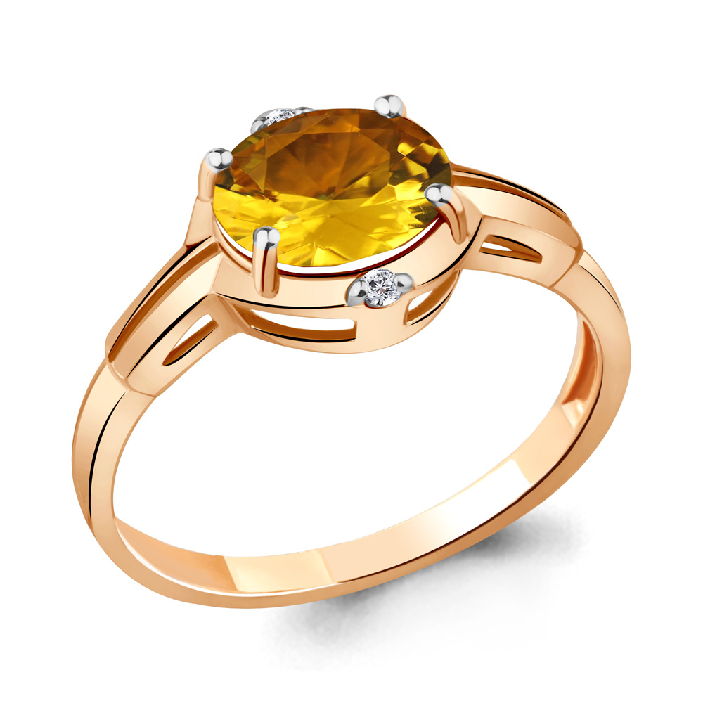 

Кольцо из серебра с цитрином\фианитом Aquamarine Aquamarine 6448906_925_з р. 16,5, 6448906_925_з