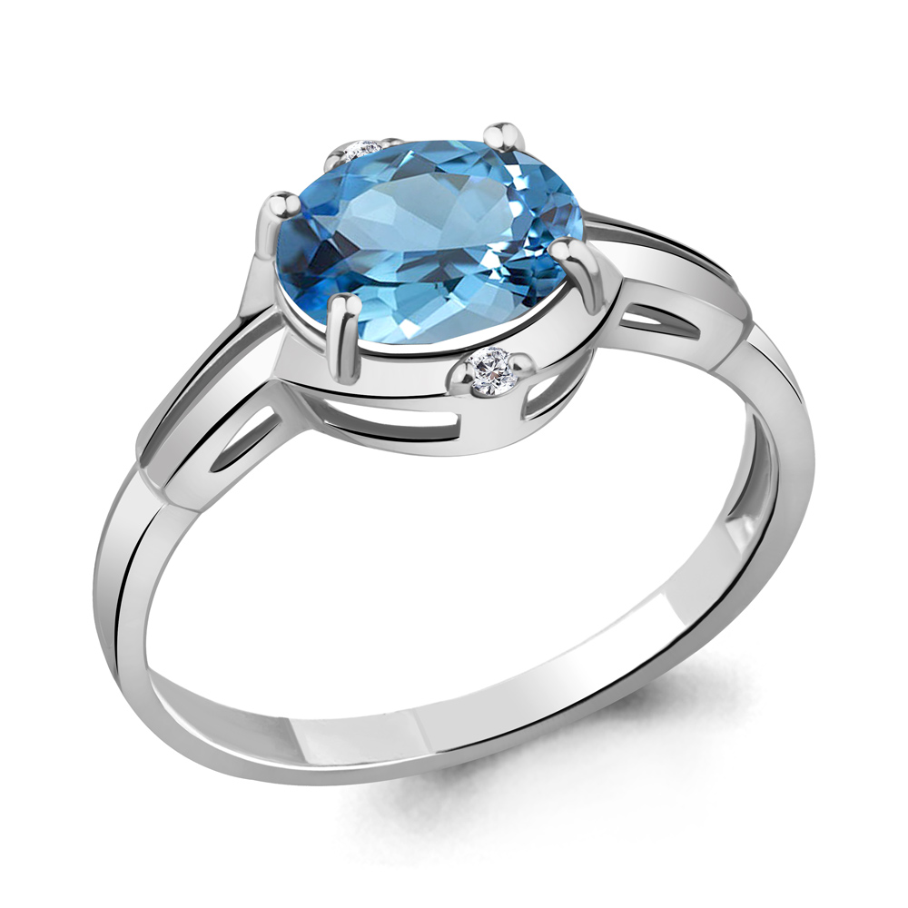 

Кольцо из серебра с топазом\фианитом Aquamarine Aquamarine 6448905_925_р р, 6448905_925_р