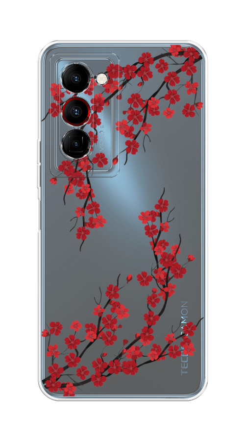 

Чехол на Tecno Camon 18 Premier "Красная сакура", Красный;черный, 300850-2