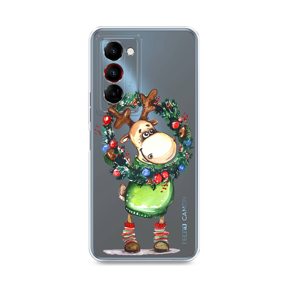 

Чехол на Tecno Camon 18 Premier "Олень с новогодним венком", 300850-4