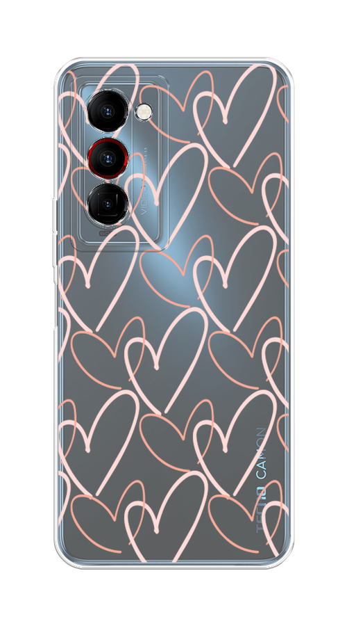 

Чехол на Tecno Camon 18 Premier "Узор из сердечек", Розовый;бежевый, 300850-6