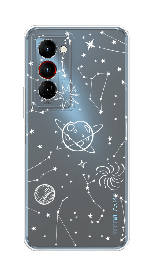 

Чехол на Tecno Camon 18 Premier "Планеты в космосе", Белый, 300850-2