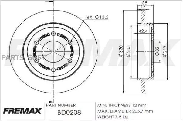 

FREMAX BD0208 BD-0208_Диск тормозной задний Infiniti QX56, Titan 5.6 10- высокоуглеродист, BD0208