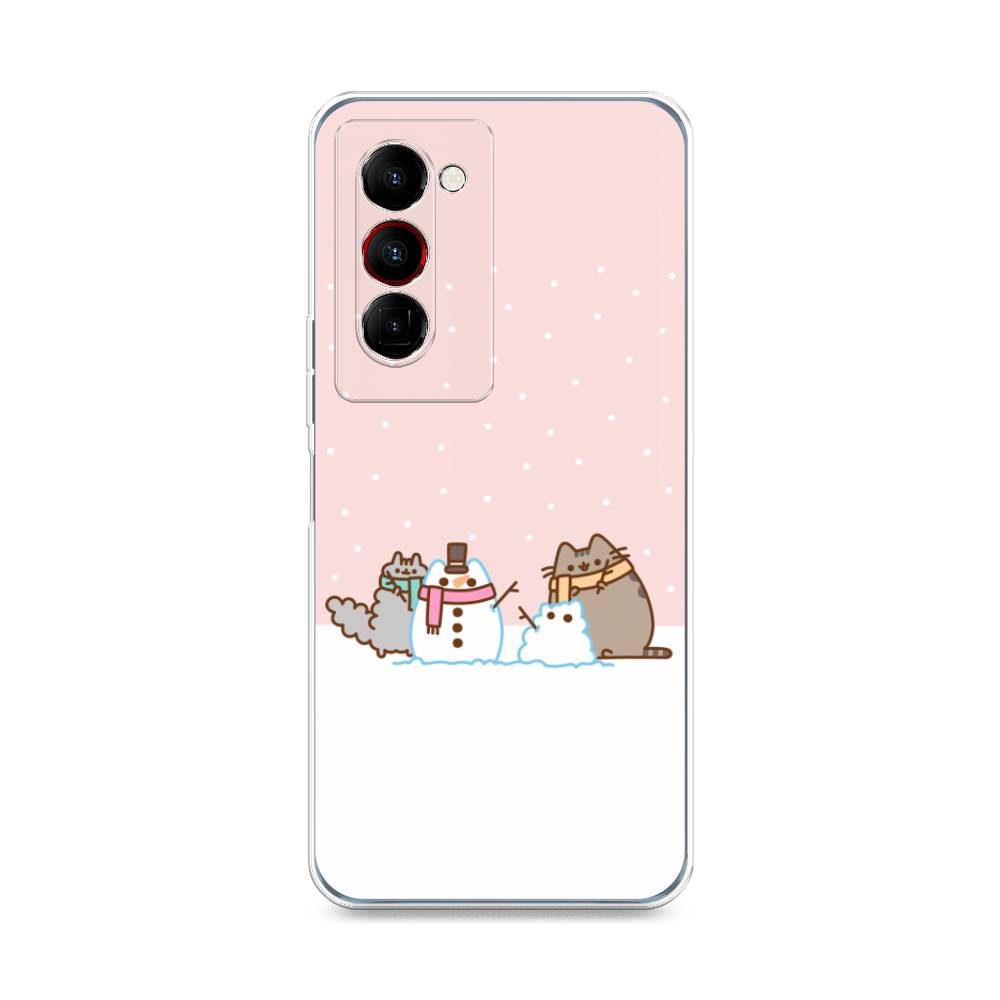 

Чехол на Tecno Camon 18 Premier "Котики в снегу", Розовый;белый;серый, 300850-5