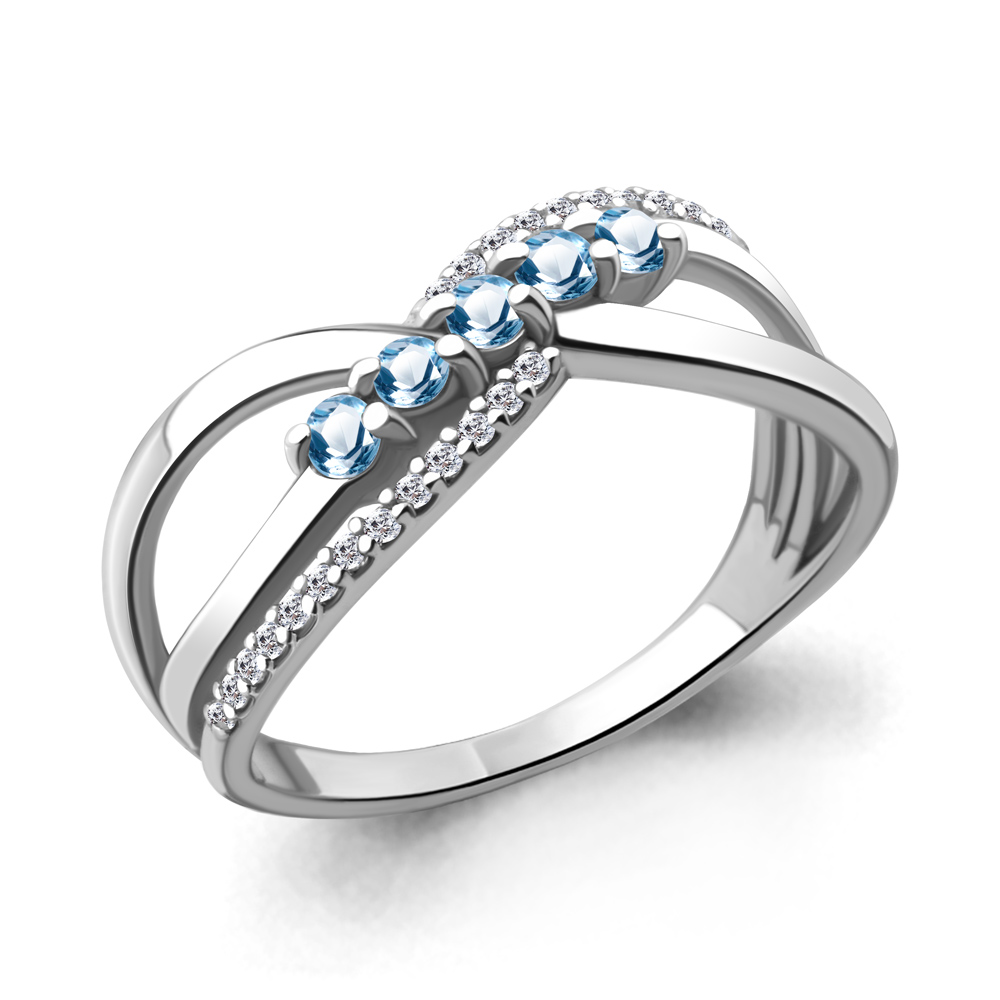 

Кольцо из серебра с топазом\фианитом Aquamarine Aquamarine 6414005А_925_р р. 19, 6414005А_925_р