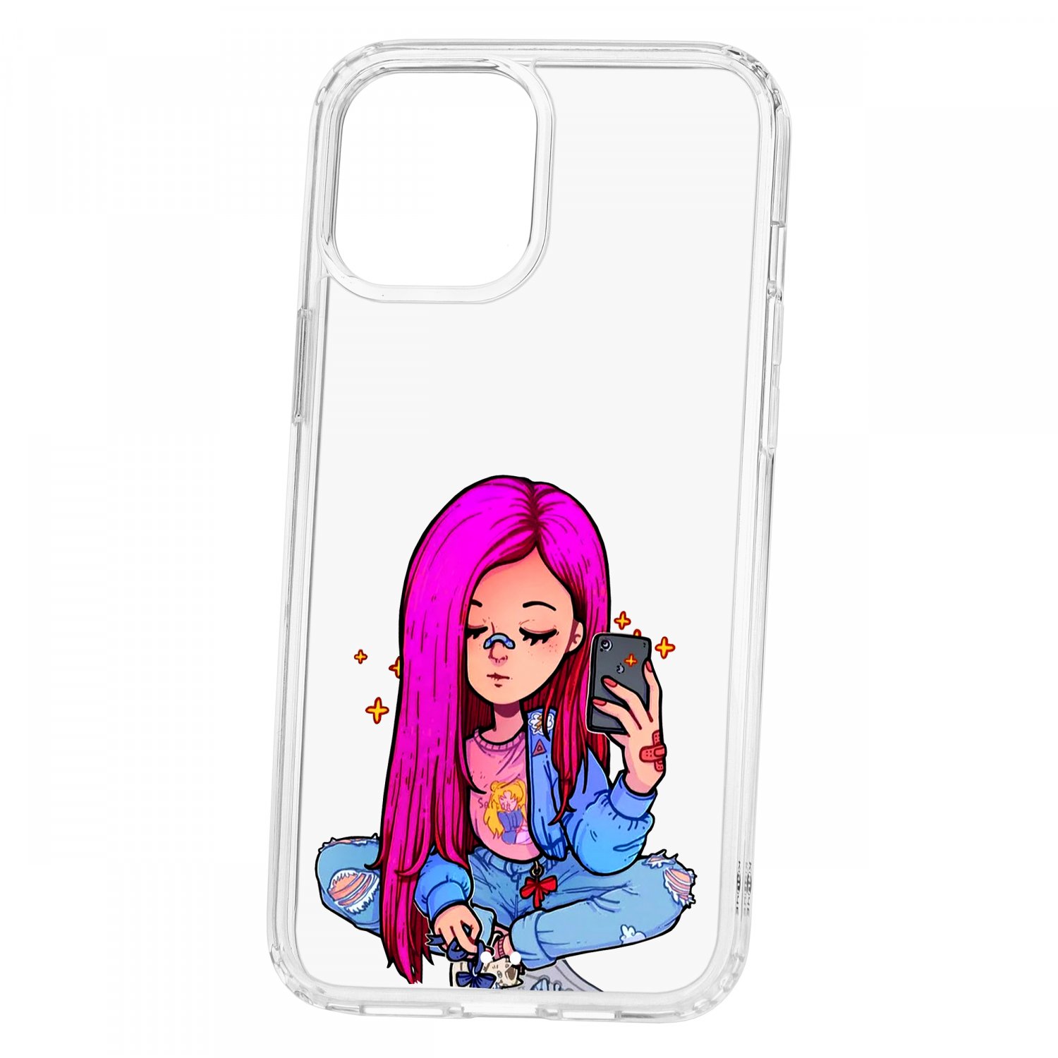 фото Чехол накладка для телефона ip 12 pro max kruche print pink hair кruче