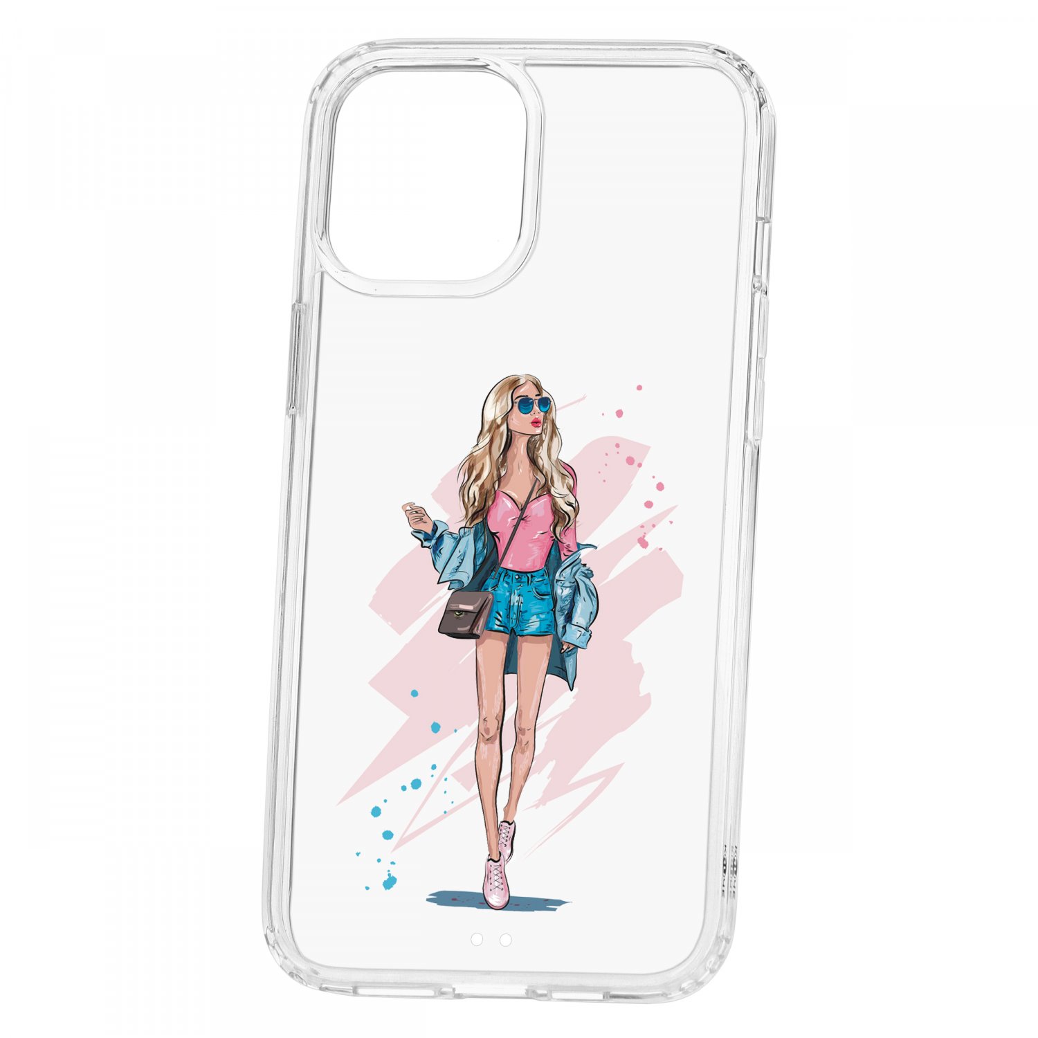 

Чехол для Apple iPhone 12 Pro Max КRUЧЕ Print Fashion Girl, Прозрачный;синий;розовый, Print