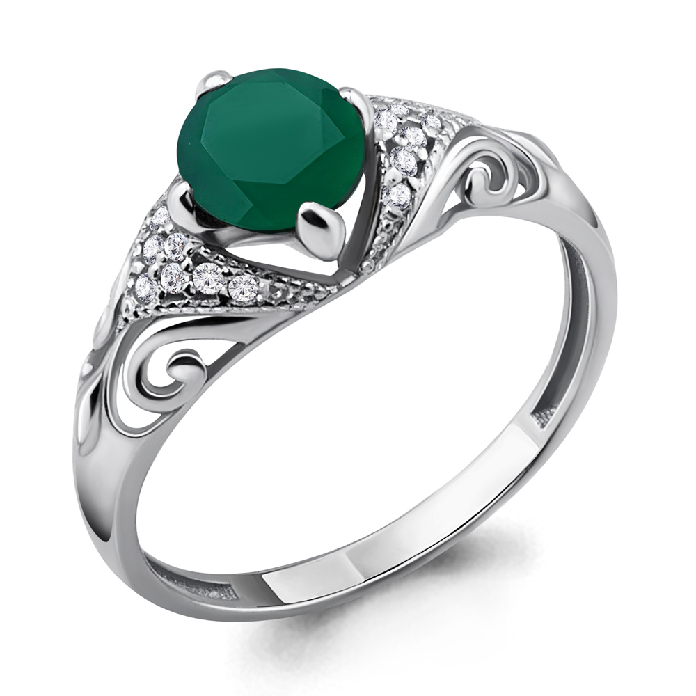 

Кольцо из серебра с агатом\фианитом Aquamarine Aquamarine 6399309А_925_р р, 6399309А_925_р