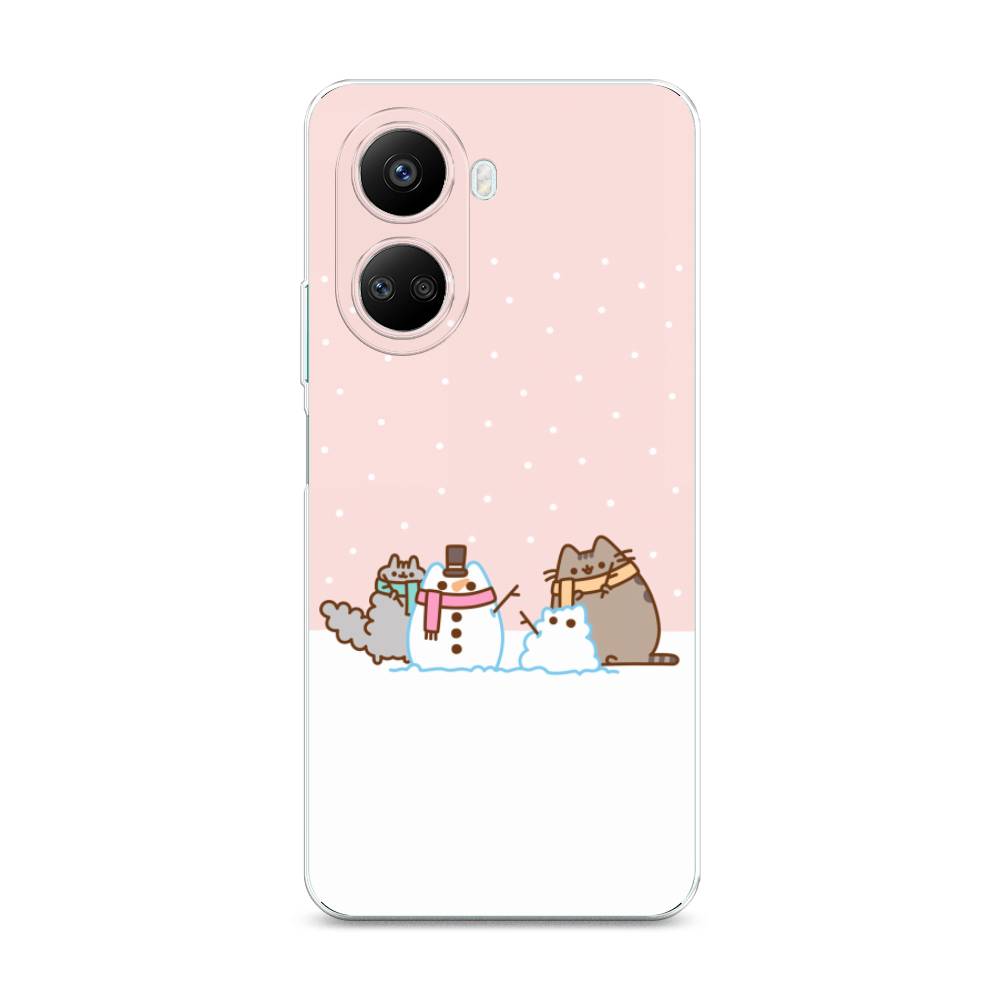 

Чехол для Huawei nova 10 SE "Котики в снегу", Розовый;белый;серый, 6109650-5
